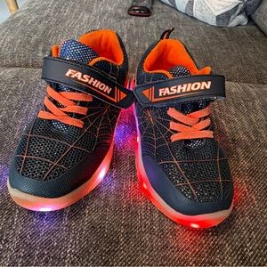 Kids LED Sneakers - Black and Orange